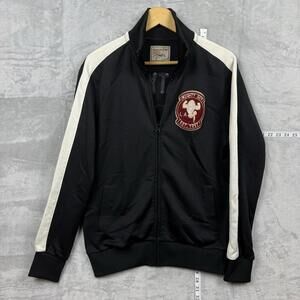 American Shop Signs Mighty Soy Track Jacket Black White Zip Up Men’s Large Y2K